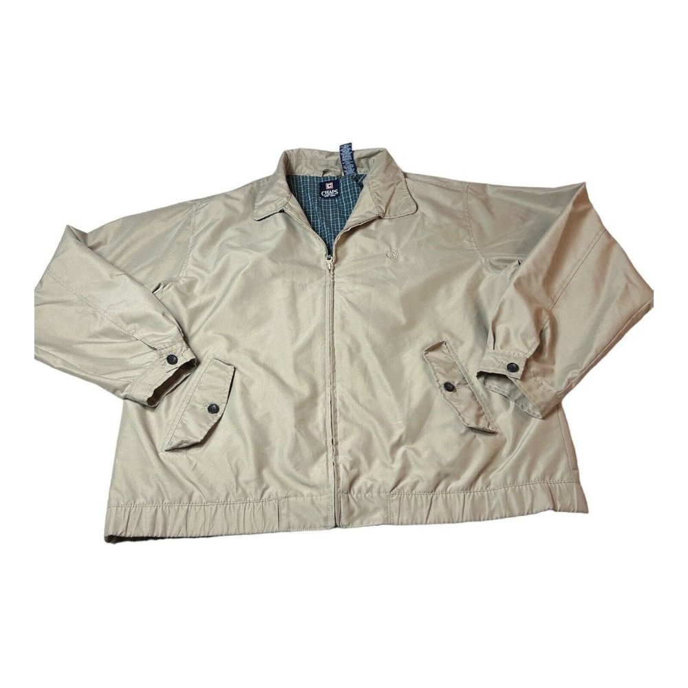 Chaps Bomber Jacket Harrington Dad's Coat Plaid Lined Full Zip Retro 90s Large